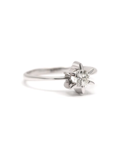 Bague Années 70 en or blanc 18 carats sertie d'un diamant taille "brillant" (+-0.40 ct) - - 6