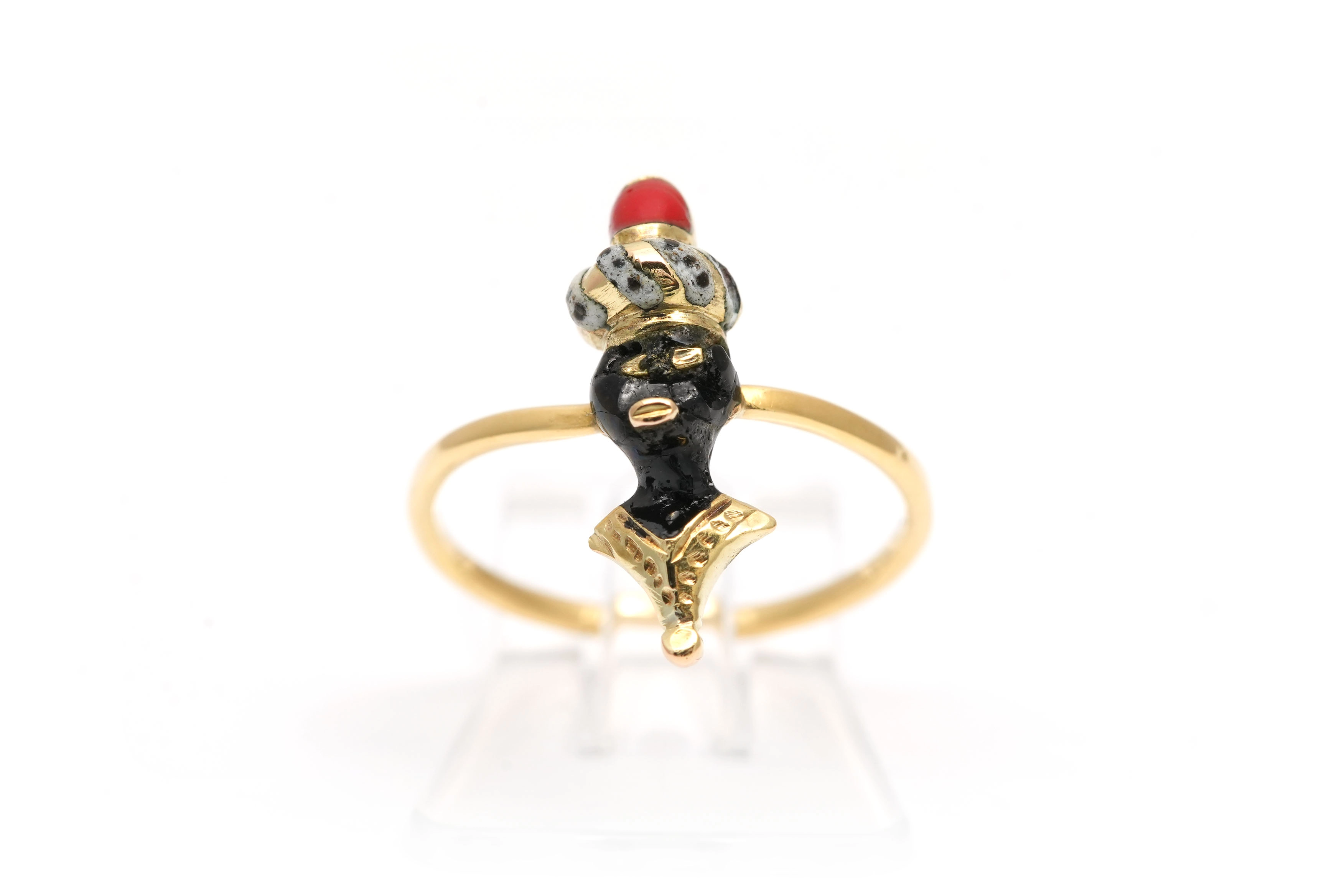 Bague Art Déco en or jaune 18 carats sertie d'émail - - 1
