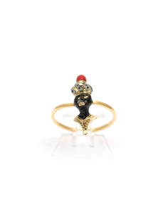 Bague Art Déco en or jaune 18 carats sertie d'émail - - 1
