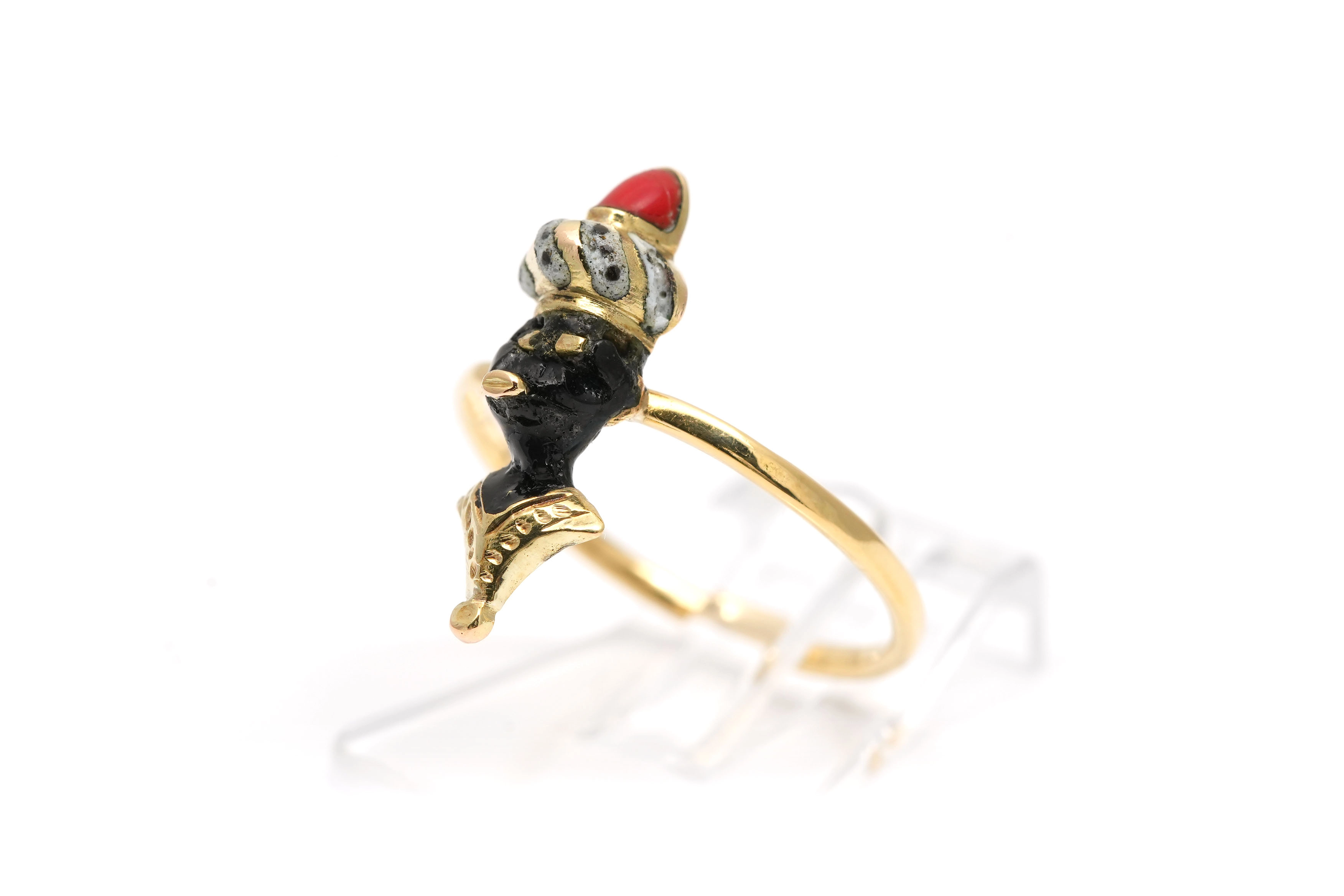 Bague Art Déco en or jaune 18 carats sertie d'émail - - 2