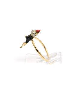 Bague Art Déco en or jaune 18 carats sertie d'émail - - 3