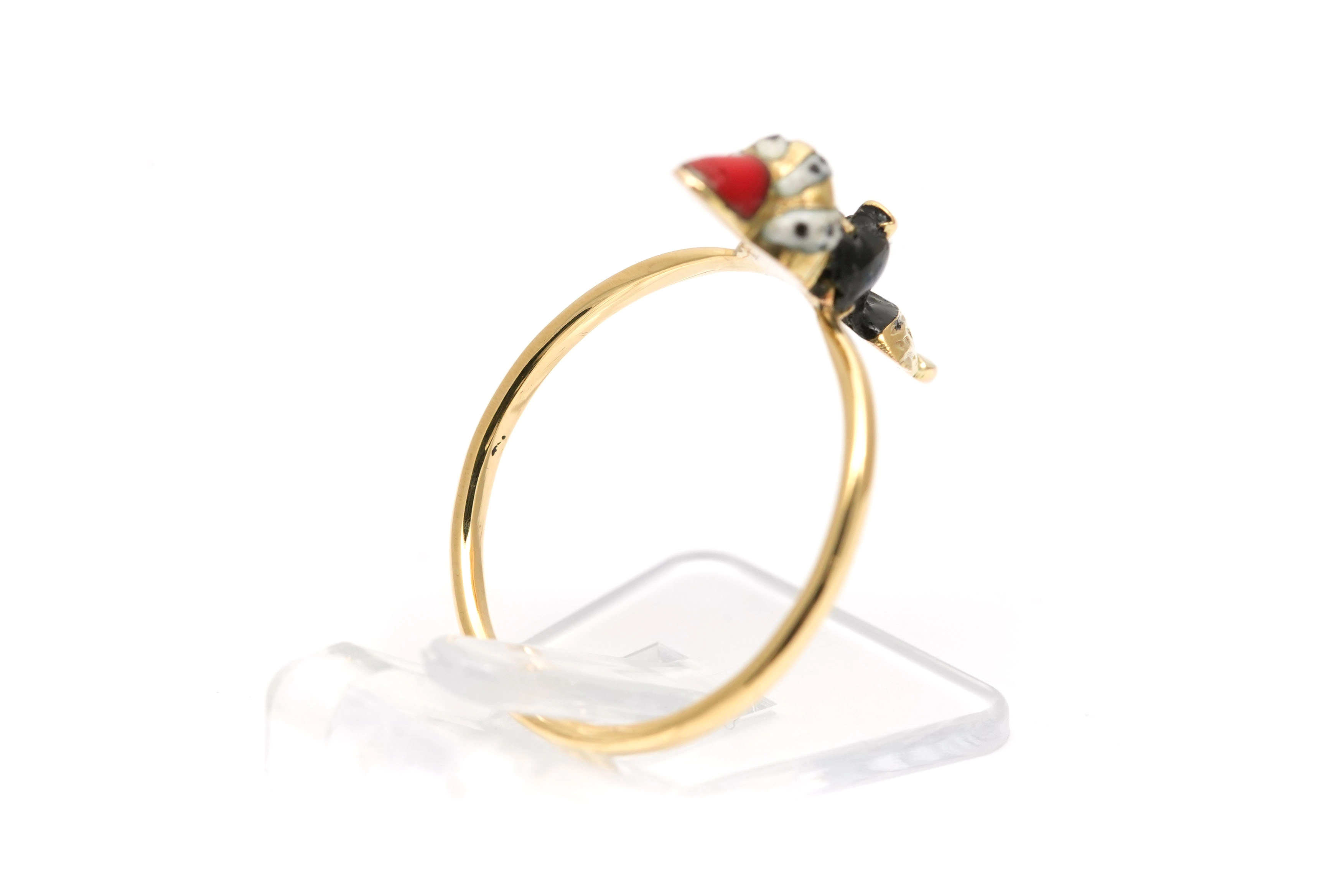 Bague Art Déco en or jaune 18 carats sertie d'émail - - 5