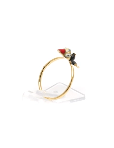 Bague Art Déco en or jaune 18 carats sertie d'émail - - 5