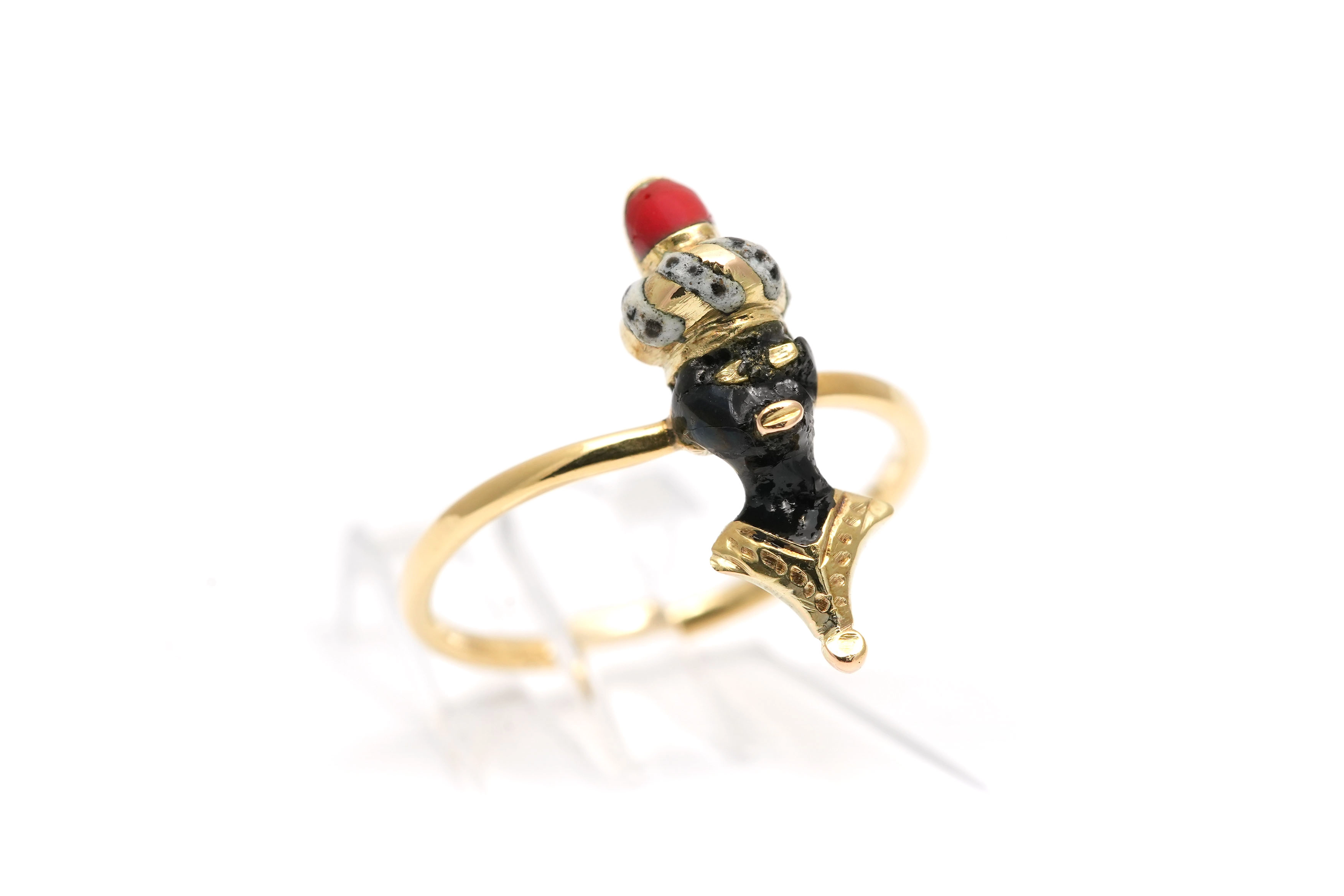 Bague Art Déco en or jaune 18 carats sertie d'émail - - 6
