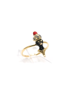 Bague Art Déco en or jaune 18 carats sertie d'émail - - 6
