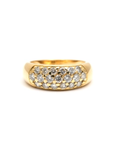 Bague contemporaine en or jaune 18 carats sertie de diamants taille "brillant" (+- 0.95ct) - - 1