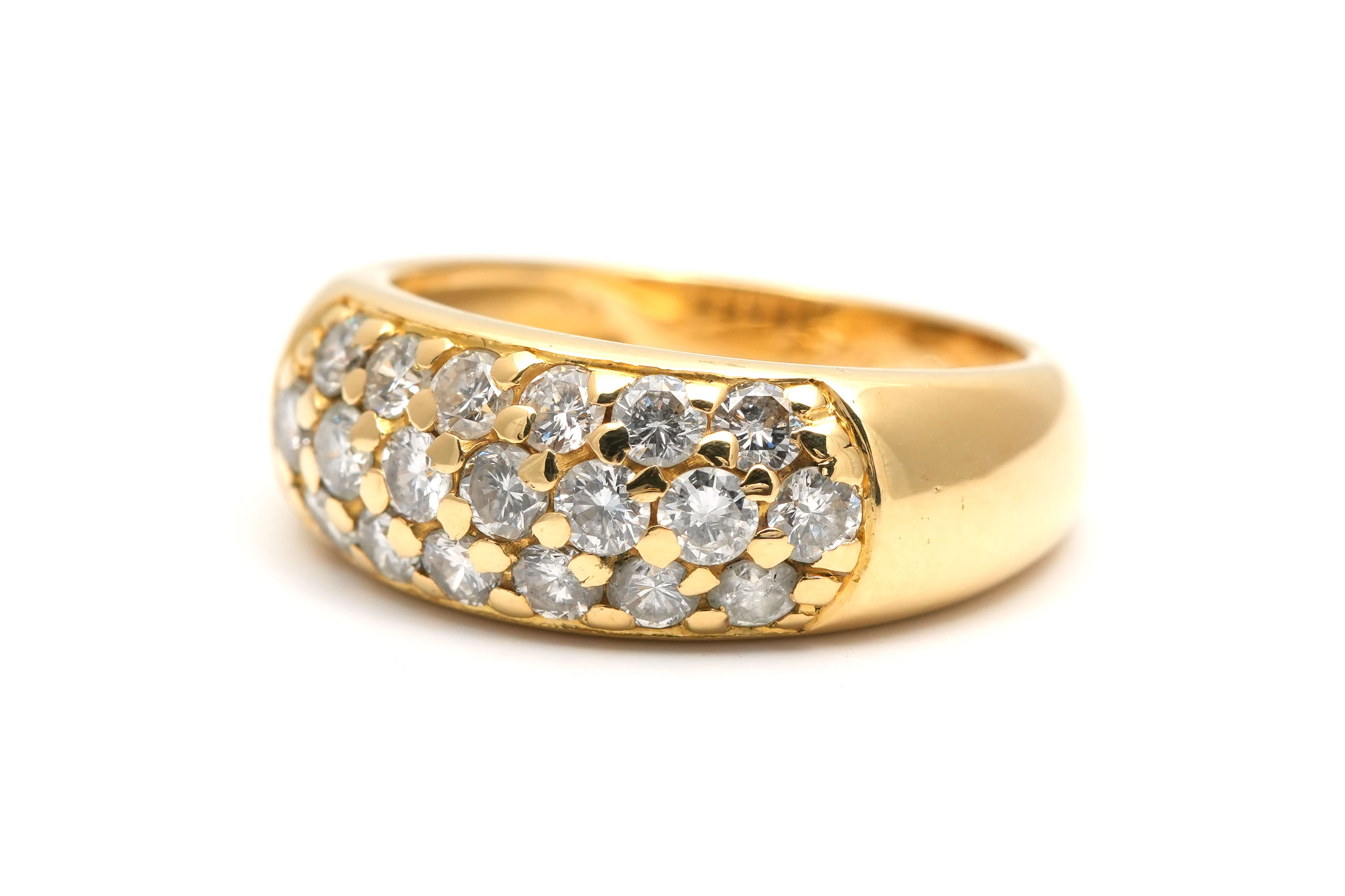 Bague contemporaine en or jaune 18 carats sertie de diamants taille "brillant" (+- 0.95ct) - - 2
