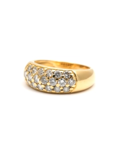 Bague contemporaine en or jaune 18 carats sertie de diamants taille "brillant" (+- 0.95ct) - - 2