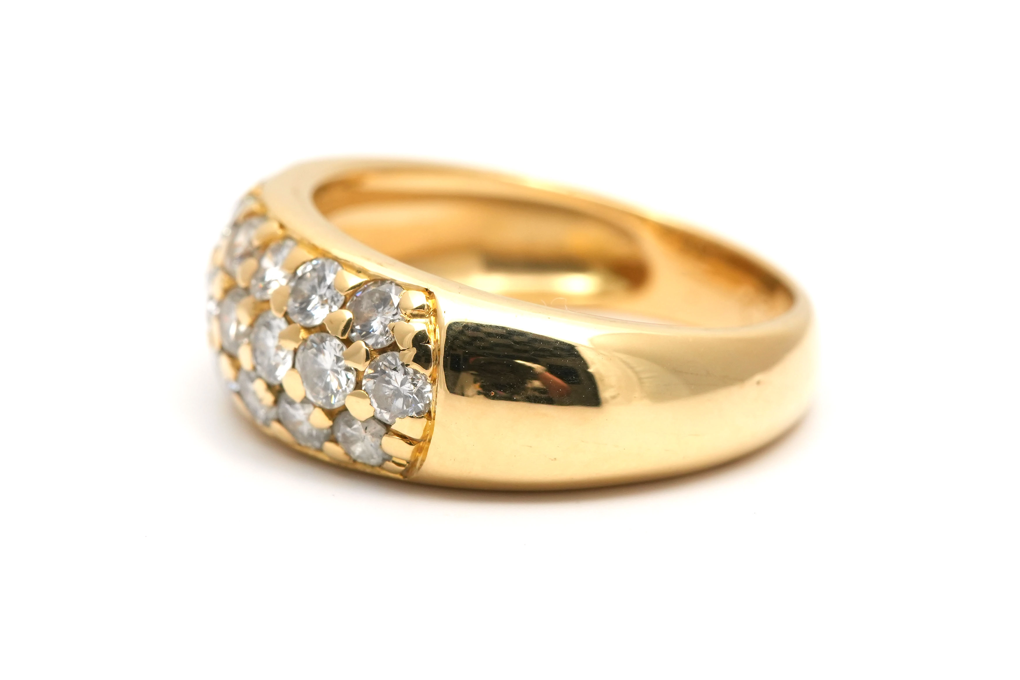 Bague contemporaine en or jaune 18 carats sertie de diamants taille "brillant" (+- 0.95ct) - - 3