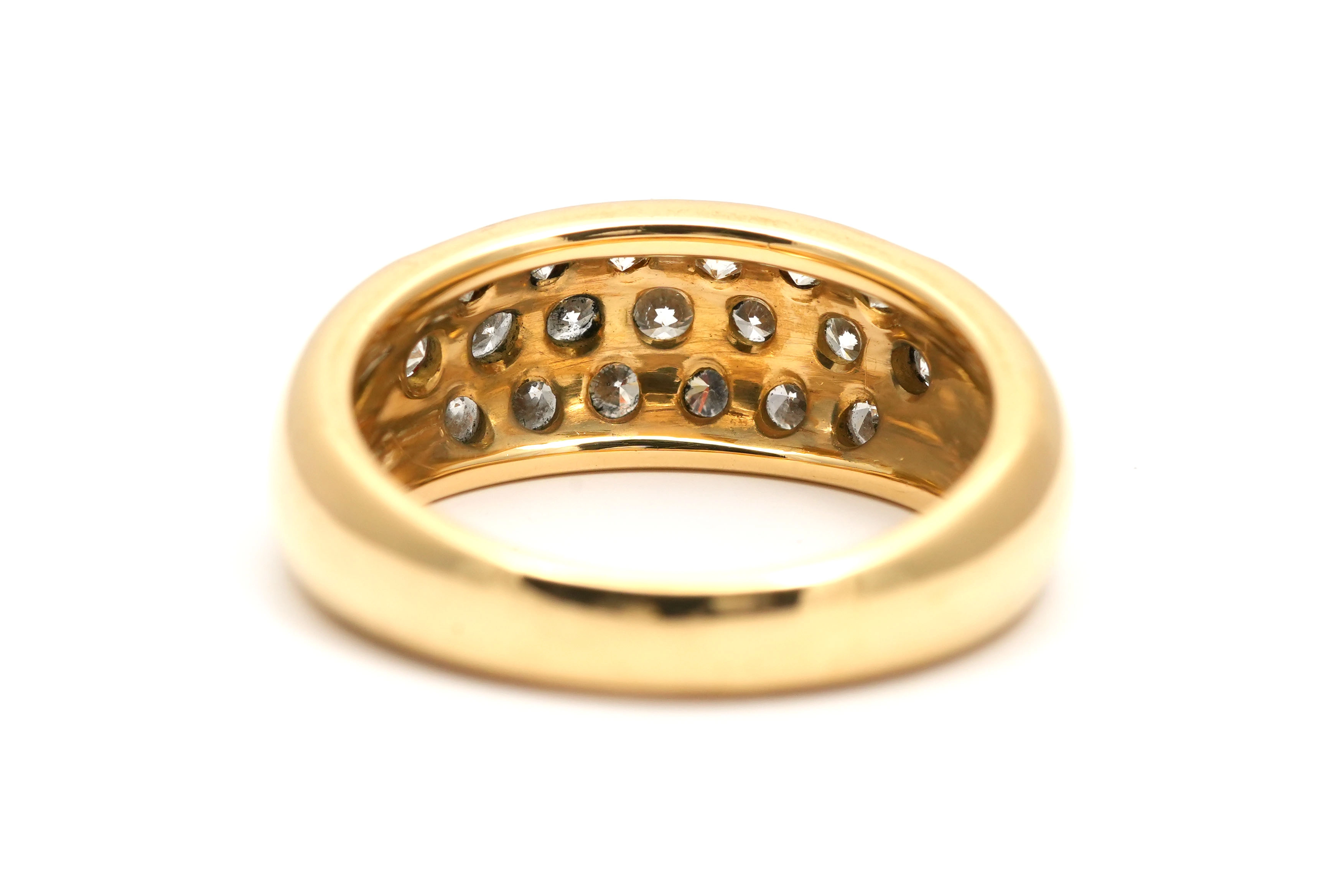 Bague contemporaine en or jaune 18 carats sertie de diamants taille "brillant" (+- 0.95ct) - - 4