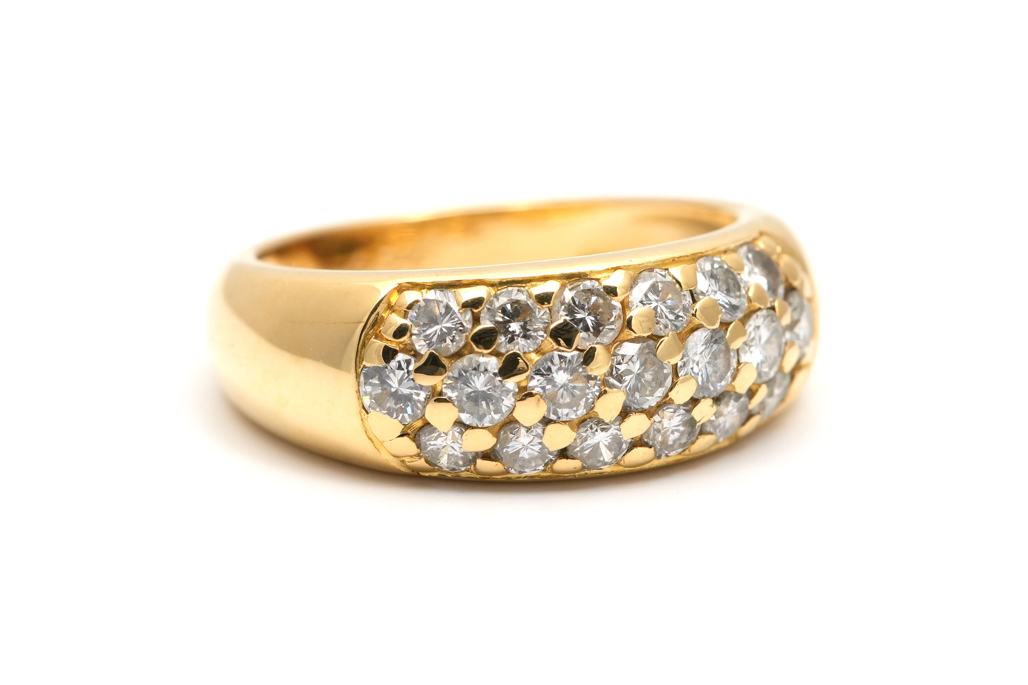 Bague contemporaine en or jaune 18 carats sertie de diamants taille "brillant" (+- 0.95ct) - - 6