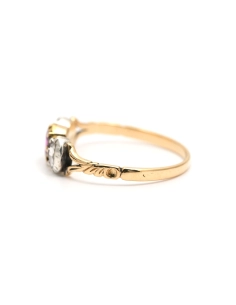 Bague Art Nouveau en or jaune 18 carats sertie d'un rubis et de diamants taille "rose" - - 3