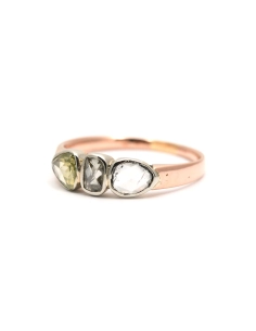 Bague Art Déco en or jaune 18 carats et argent sertie de diamants taille "rose" - - 2