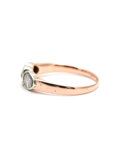 Bague Art Déco en or jaune 18 carats et argent sertie de diamants taille "rose" - - 3