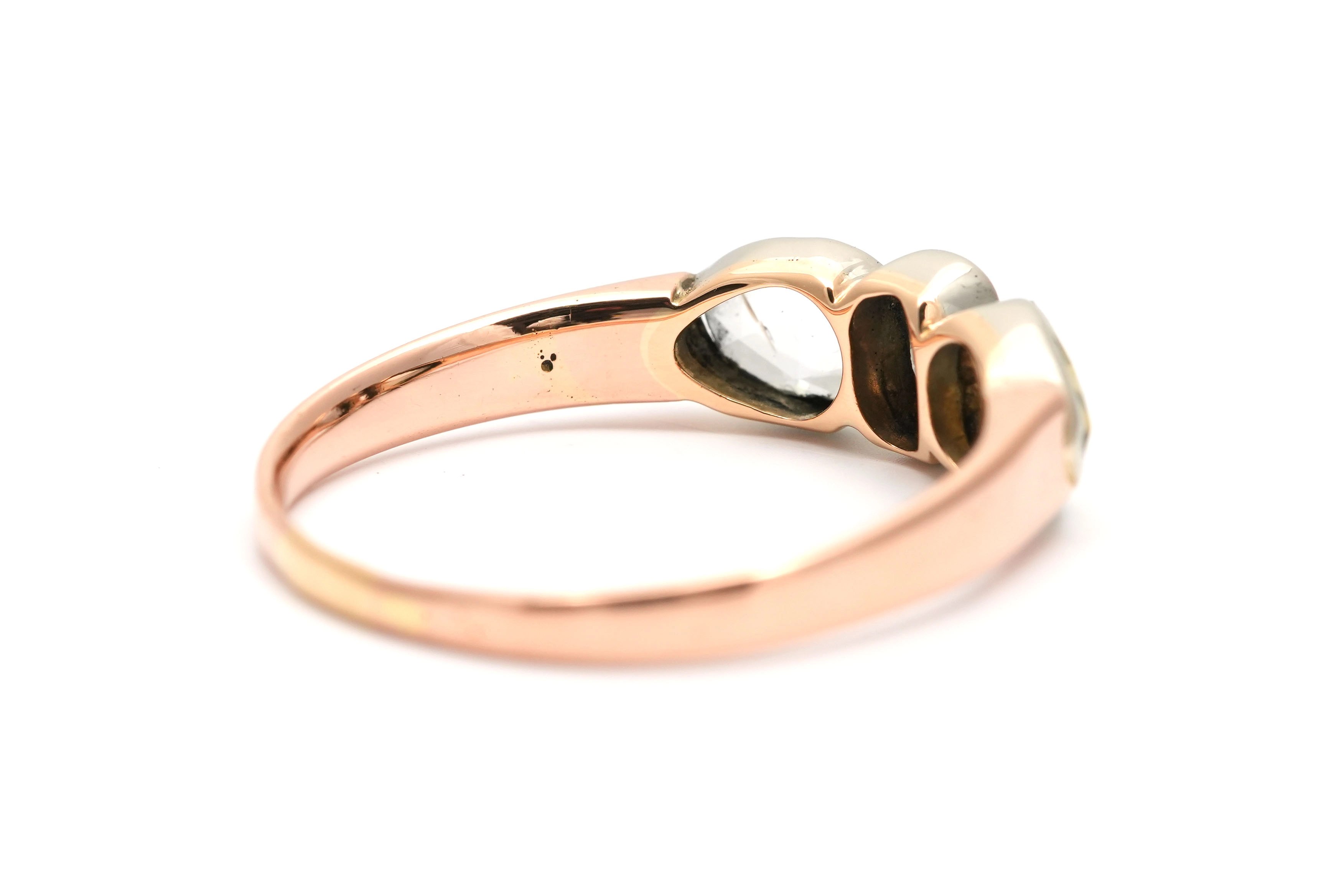 Bague Art Déco en or jaune 18 carats et argent sertie de diamants taille "rose" - - 5