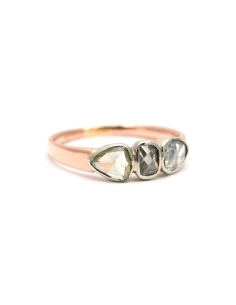 Bague Art Déco en or jaune 18 carats et argent sertie de diamants taille "rose" - - 6