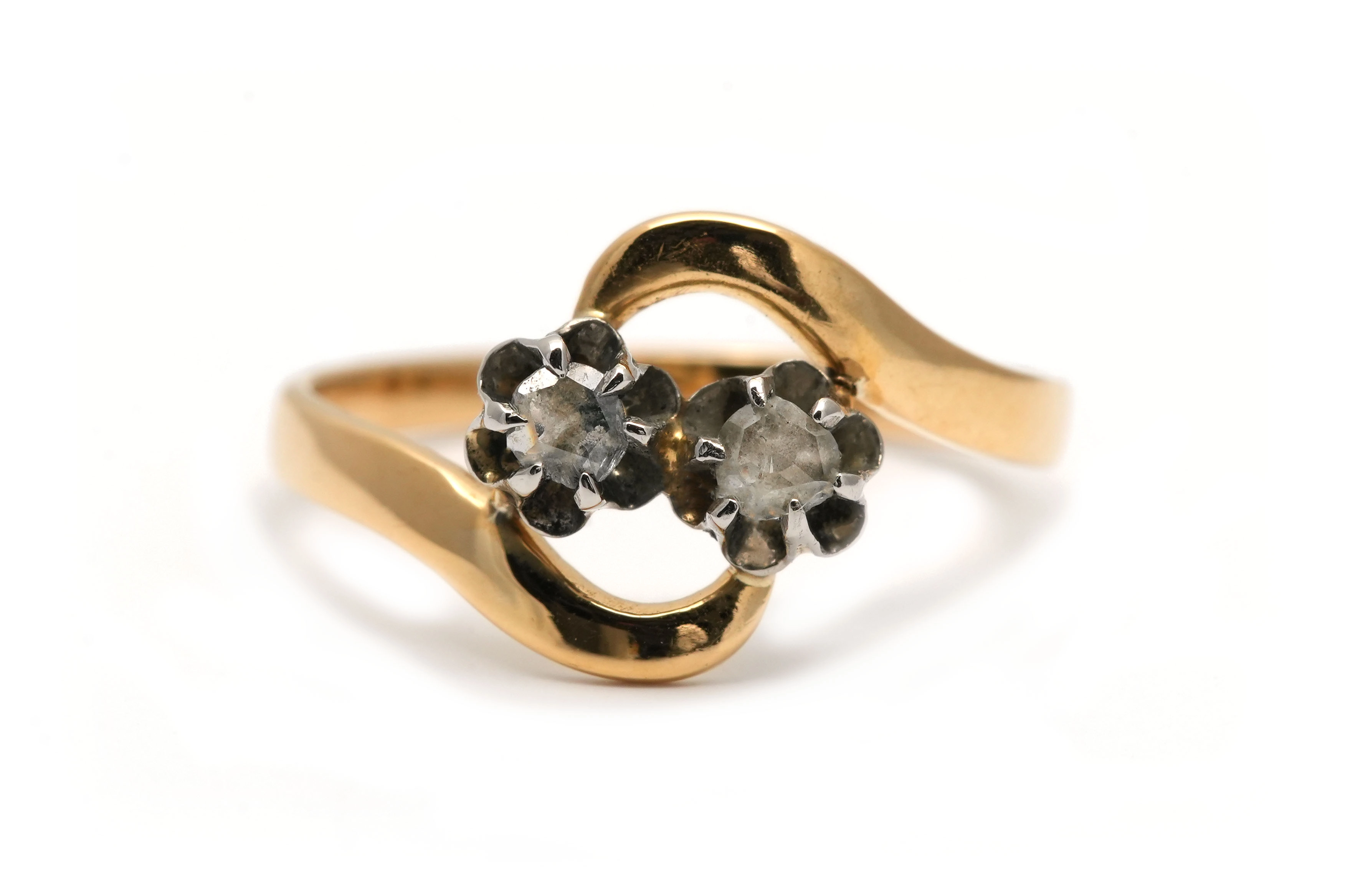 Bague Art Nouveau en or jaune 18 carats sertie de diamants taille "rose" - - 1