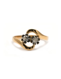 Bague Art Nouveau en or jaune 18 carats sertie de diamants taille "rose" - - 1