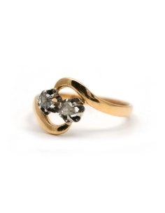 Bague Art Nouveau en or jaune 18 carats sertie de diamants taille "rose" - - 2