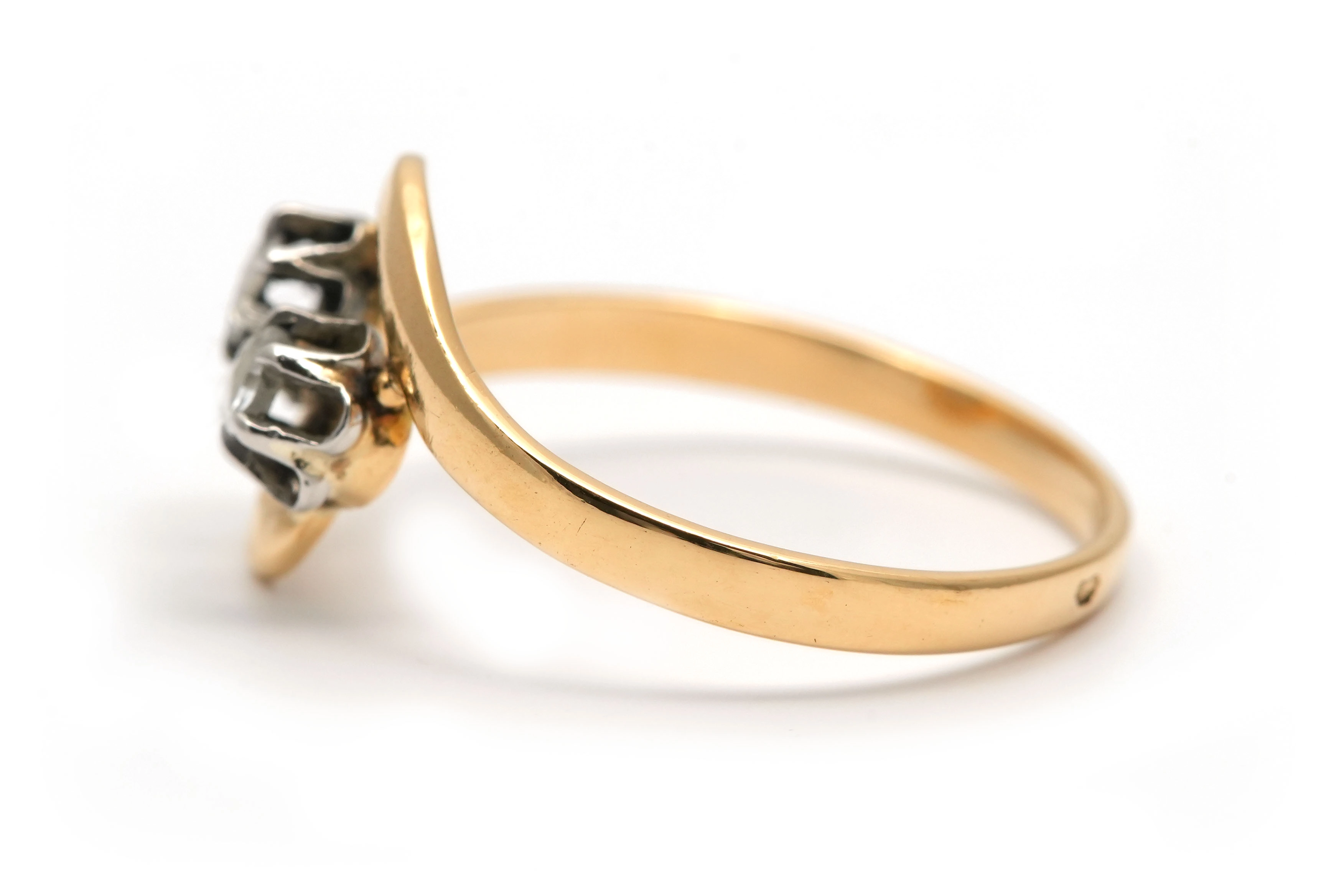 Bague Art Nouveau en or jaune 18 carats sertie de diamants taille "rose" - - 3
