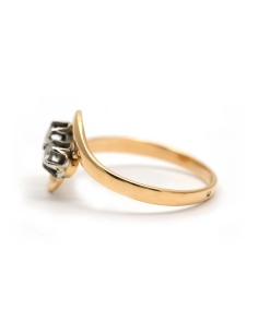 Bague Art Nouveau en or jaune 18 carats sertie de diamants taille "rose" - - 3