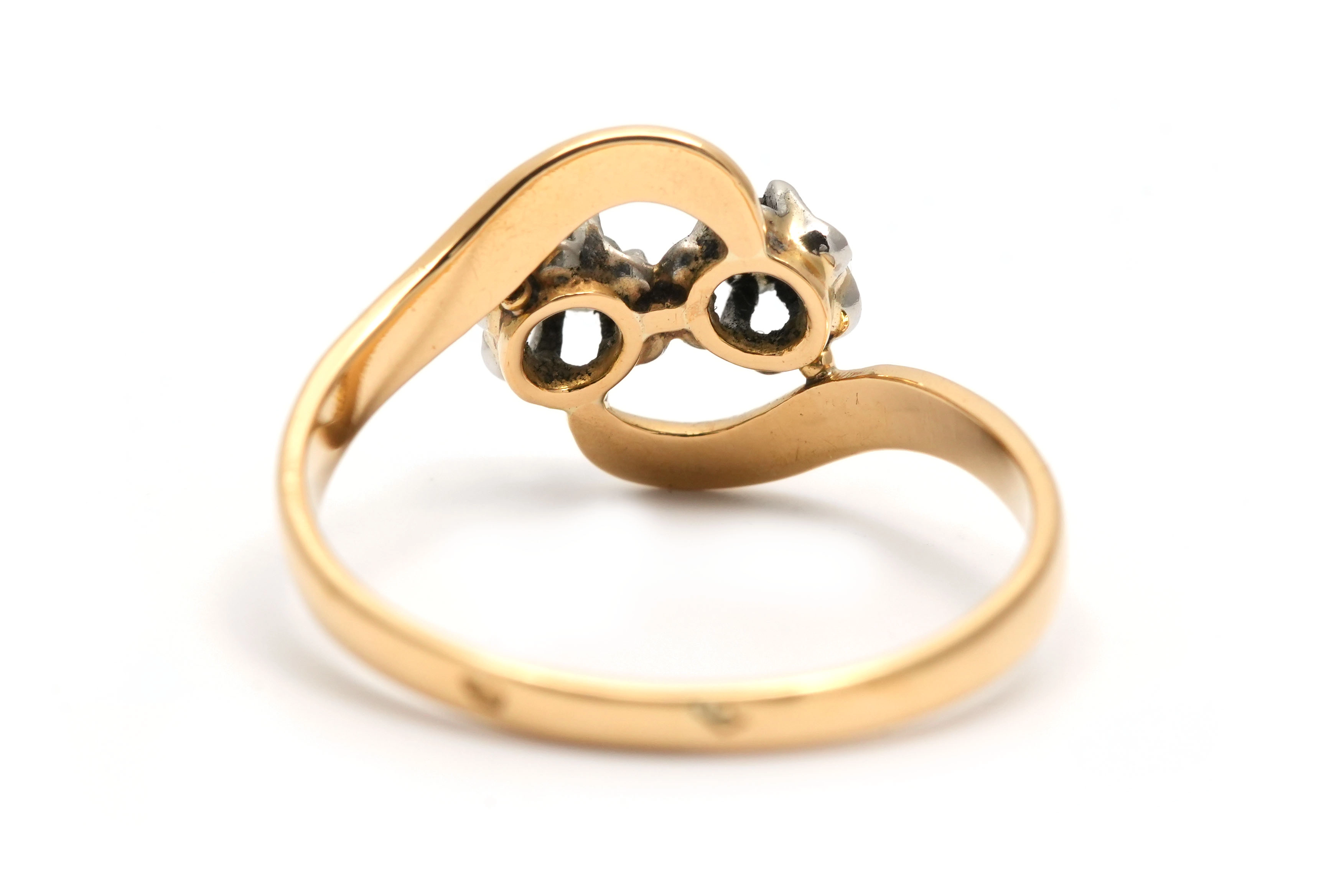 Bague Art Nouveau en or jaune 18 carats sertie de diamants taille "rose" - - 4