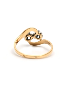Bague Art Nouveau en or jaune 18 carats sertie de diamants taille "rose" - - 4