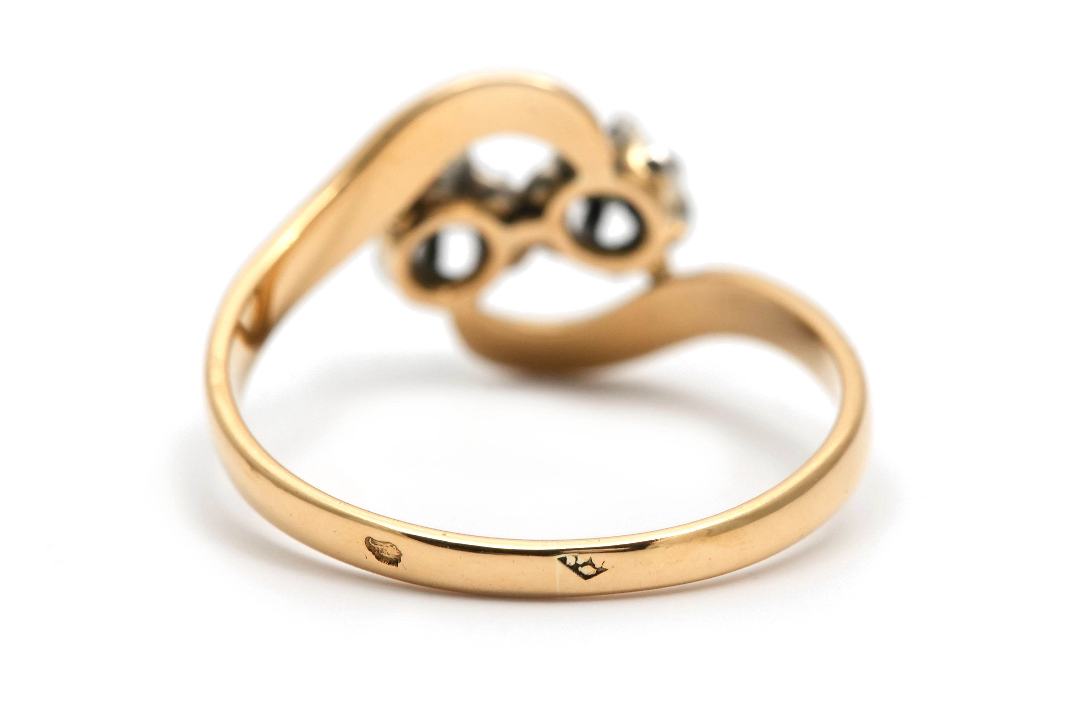 Bague Art Nouveau en or jaune 18 carats sertie de diamants taille "rose" - - 5