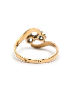 Bague Art Nouveau en or jaune 18 carats sertie de diamants taille "rose" - - 5