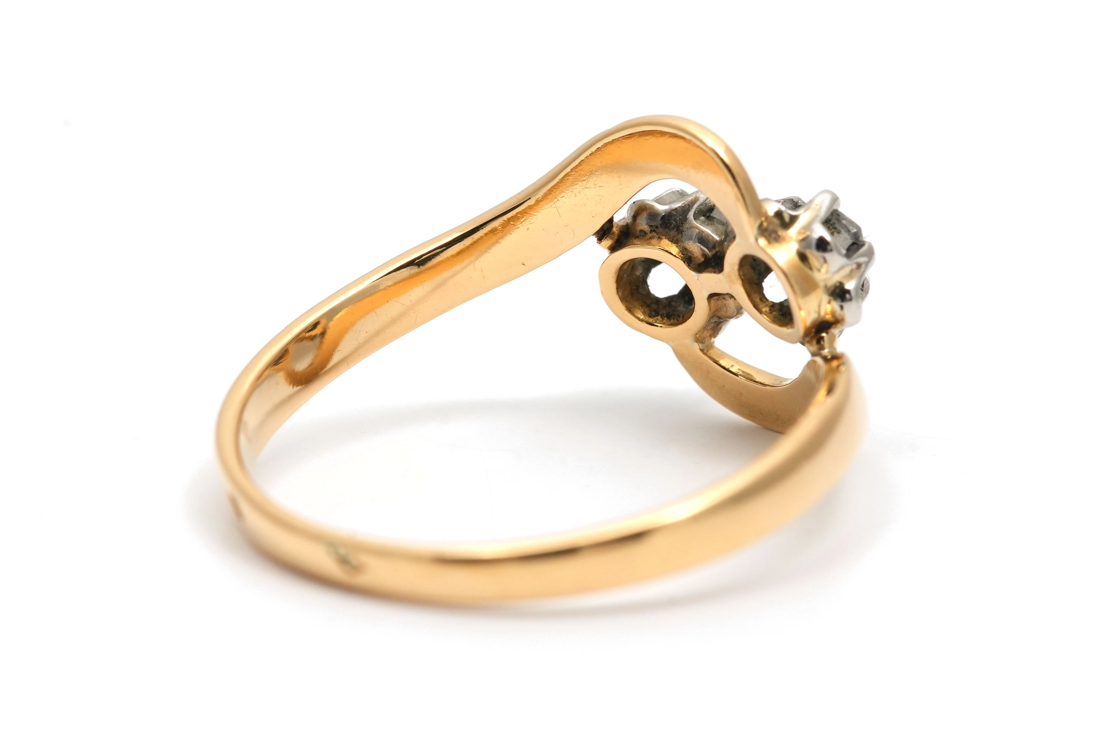 Bague Art Nouveau en or jaune 18 carats sertie de diamants taille "rose" - - 6