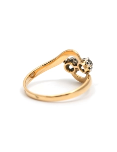 Bague Art Nouveau en or jaune 18 carats sertie de diamants taille "rose" - - 6