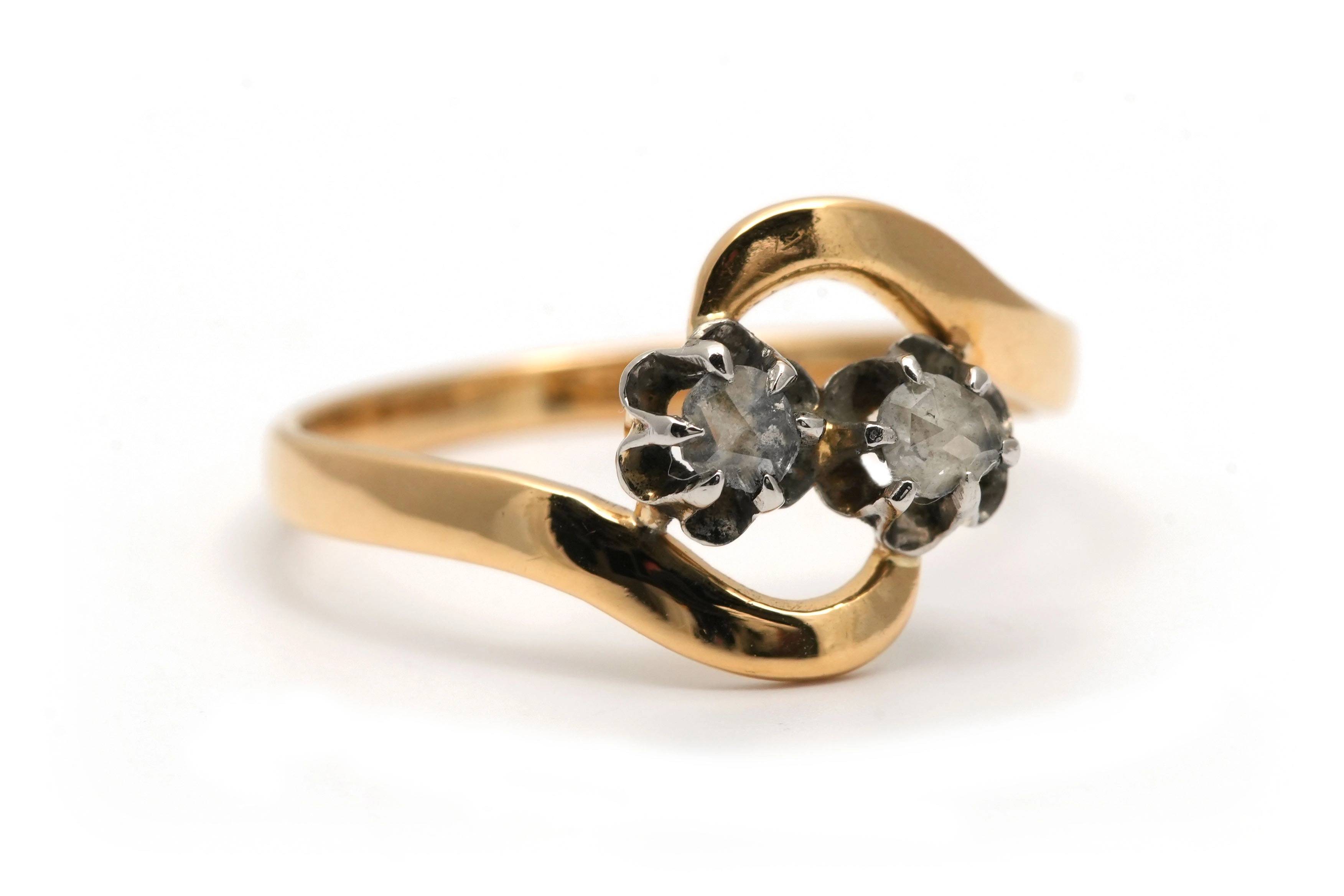 Bague Art Nouveau en or jaune 18 carats sertie de diamants taille "rose" - - 7