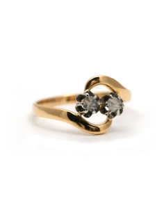 Bague Art Nouveau en or jaune 18 carats sertie de diamants taille "rose" - - 7