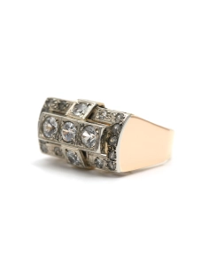 Bague Art Déco en or jaune 9 carats sertie de saphirs de synthèse - - 2