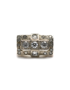 Bague Art Déco en or jaune 9 carats sertie de saphirs de synthèse - - 1