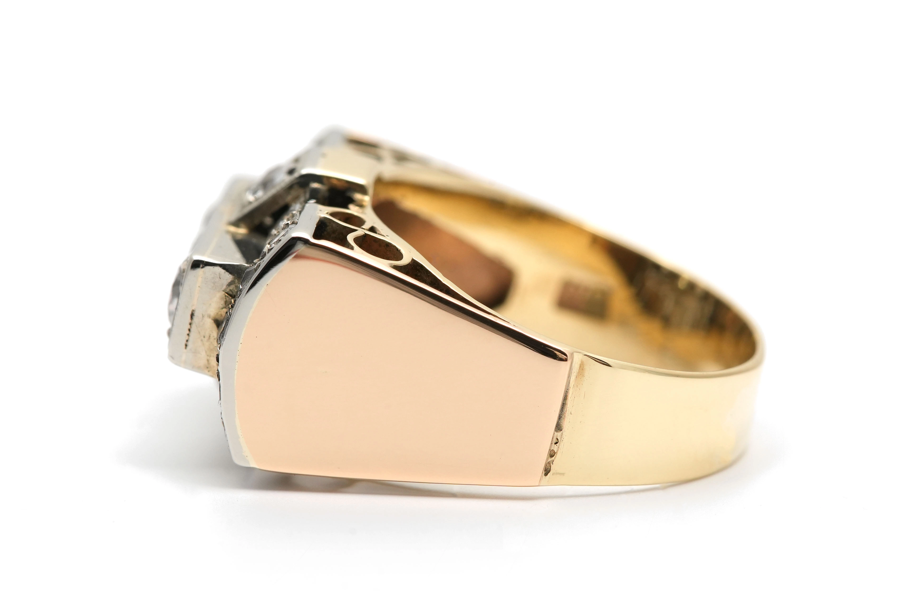 Bague Art Déco en or jaune 9 carats sertie de saphirs de synthèse - - 3