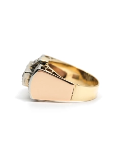 Bague Art Déco en or jaune 9 carats sertie de saphirs de synthèse - - 3