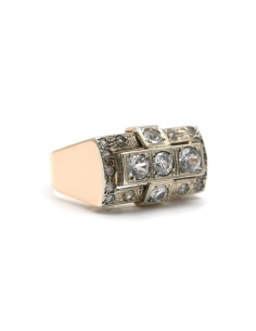 Bague Art Déco en or jaune 9 carats sertie de saphirs de synthèse - - 7