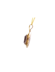 Pendentif Art Nouveau en or jaune 14 carats serti d'une améthyste et de perles - - 3