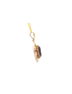 Pendentif Art Nouveau en or jaune 14 carats serti d'une améthyste et de perles - - 5