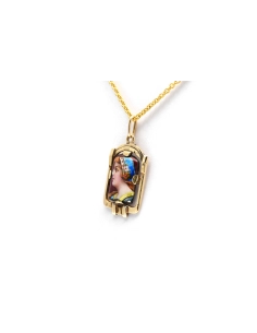 Pendentif Art Déco en or jaune 18 carats et émail de Limoges - - 2