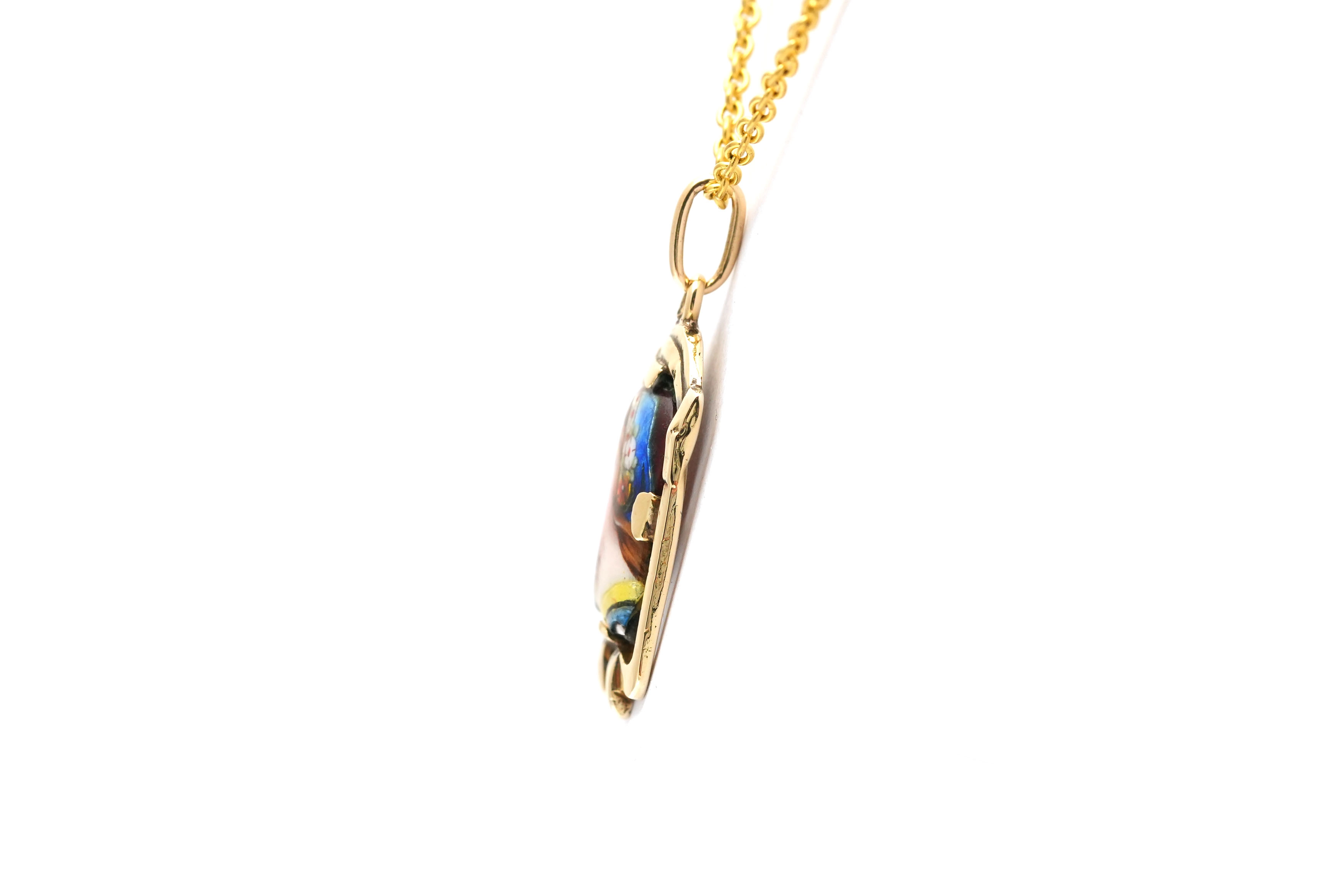 Pendentif Art Déco en or jaune 18 carats et émail de Limoges - - 3
