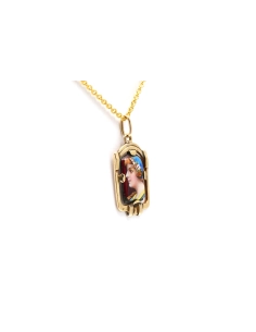 Pendentif Art Déco en or jaune 18 carats et émail de Limoges - - 4