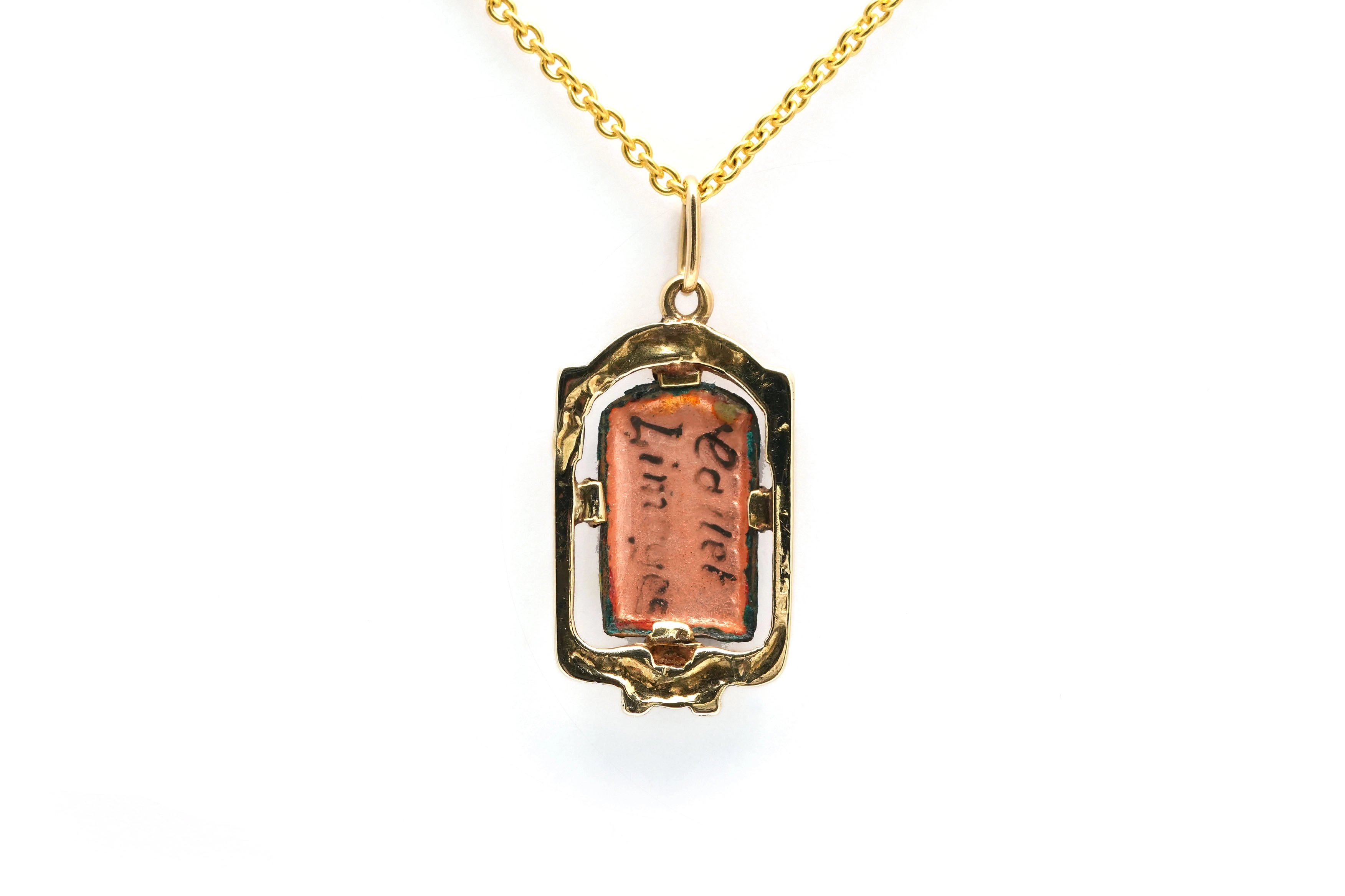 Pendentif Art Déco en or jaune 18 carats et émail de Limoges - - 6