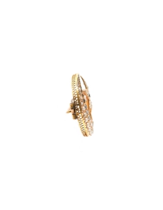 Broche Napoléon III en or jaune 14 carats sertie de perles et de strass - - 5