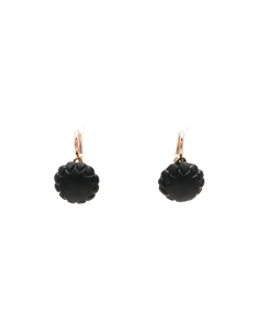 Boucles d'oreilles de deuil Napoléon III en or jaune 18 carats serties de geais - - 1