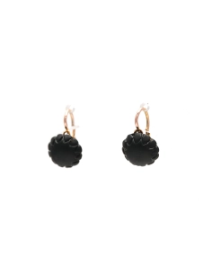 Boucles d'oreilles de deuil Napoléon III en or jaune 18 carats serties de geais - - 2