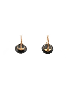 Boucles d'oreilles de deuil Napoléon III en or jaune 18 carats serties de geais - - 4