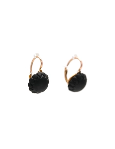 Boucles d'oreilles de deuil Napoléon III en or jaune 18 carats serties de geais - - 6