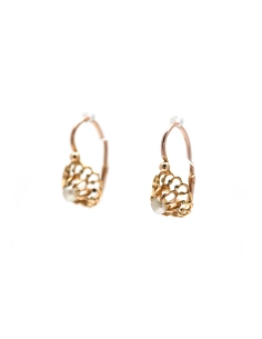 Boucles d'oreilles Art Déco en or jaune 18 carats serties de perles - - 2
